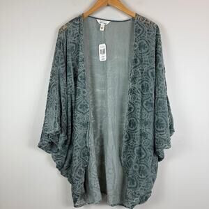 Krazy Kat Cardigan Women L Silver Mist Cocoon Burnout Velvet Fairycore Artsy NWT